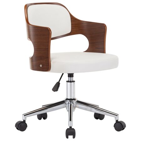 vidaXL Chaise pivotante à dîner Blanc Bois courbé et similicuir