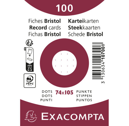 Paquet 100 Fiches Sous Film - Bristol Dots Non Perforé - 74x105mm - X 40 - Exacompta