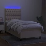 vidaXL Sommier tapissier avec matelas et LED Crème 100x200 cm Tissu
