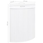 vidaXL Panier à linge d'angle Bambou Blanc 60 L