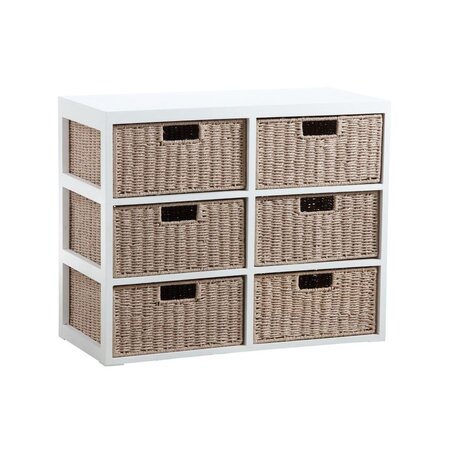 Petit meuble tiroirs en bois et papier cordé 6 tiroirs