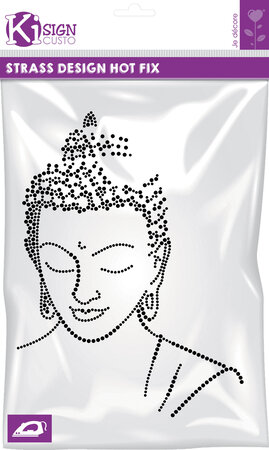 Transfert thermocollant clou et strass Bouddha Profil 25x19 cm