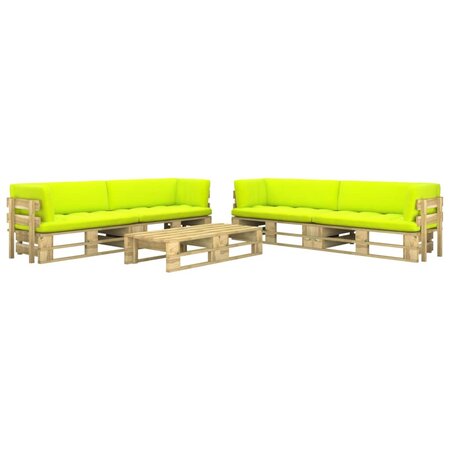 vidaXL Salon de jardin palette 6Pièces avec coussins Pin imprégné de vert