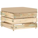 vidaXL Salon de jardin 3 Pièces avec coussins vert bois imprégné