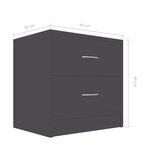 vidaXL Tables de chevet 2 Pièces Gris 40 x 30 x 40 cm Aggloméré