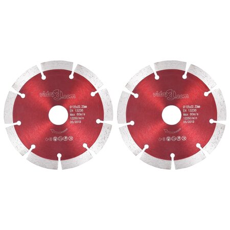 vidaXL Disques de coupe diamantés 2 Pièces Acier 125 mm