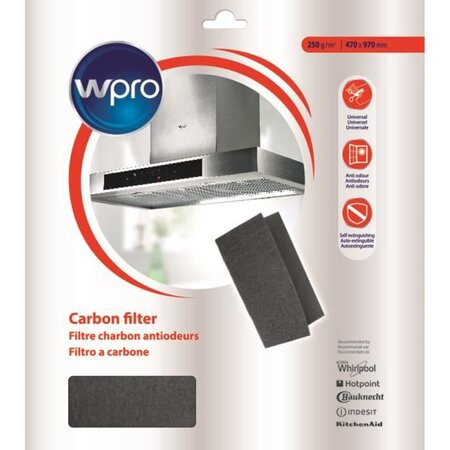 Wpro ucf016 filtre universel a graisse et a charbon 2 en 1. Dim 470x570 mm. 450g/m2