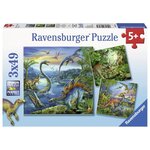 Puzzles 3x49 pieces - la fascination des dinosaures - ravensburger - lot de puzzles enfant - des 5 ans