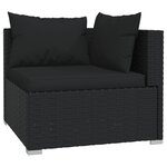 vidaXL Salon de jardin 11 Pièces avec coussins Noir Résine tressée