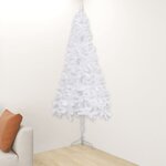 vidaXL Sapin de Noël artificiel d'angle Blanc 180 cm PVC