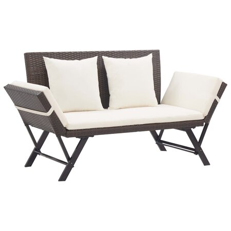 vidaXL Banc de jardin avec coussins 176 cm Marron Résine tressée