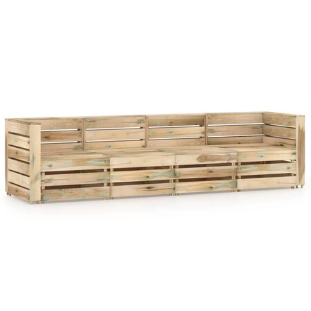 vidaXL Canapé de jardin 4 places Bois de pin imprégné de vert
