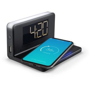 HCG018Qi/b Radio reveil  avec chargeur rapide Qi sans fil et sortie USB