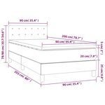 vidaXL Sommier tapissier et matelas et LED Marron foncé 90x200cm Tissu