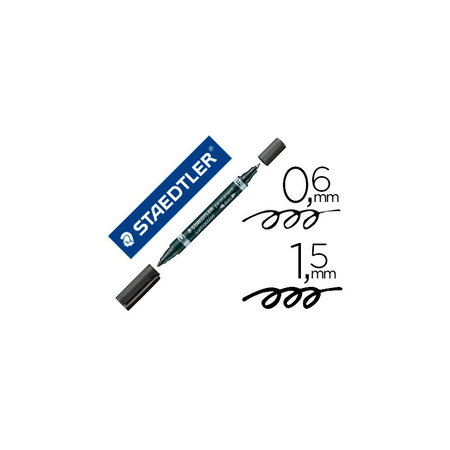 Feutre permanent lumocolor duo 348 staedtler double pointe noir
