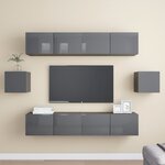 vidaXL Ensemble de meuble TV 6 Pièces Gris brillant Aggloméré