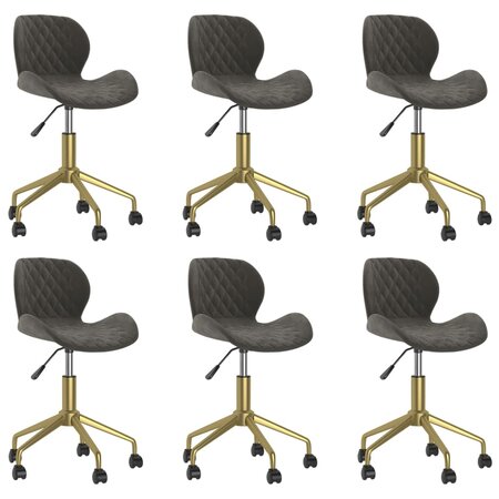 vidaXL Chaises pivotantes à manger lot de 6 gris foncé velours