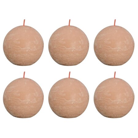 Bolsius Bougies boule rustiques Shine 6 Pièces 76x71 mm Rose brumeux