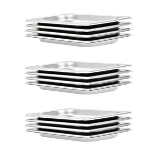 vidaXL Récipients Gastronorm 12 Pièces GN 1/4 20 mm Acier inoxydable