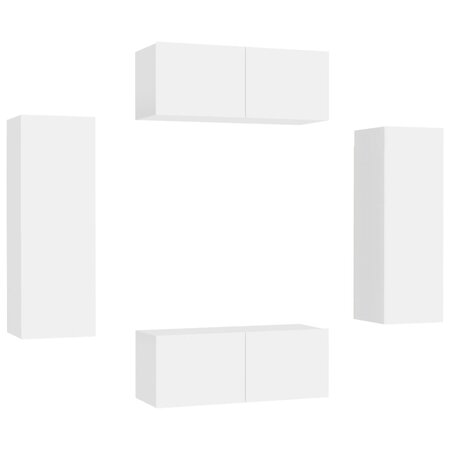 vidaXL Ensemble de meubles TV 4 Pièces Blanc Aggloméré