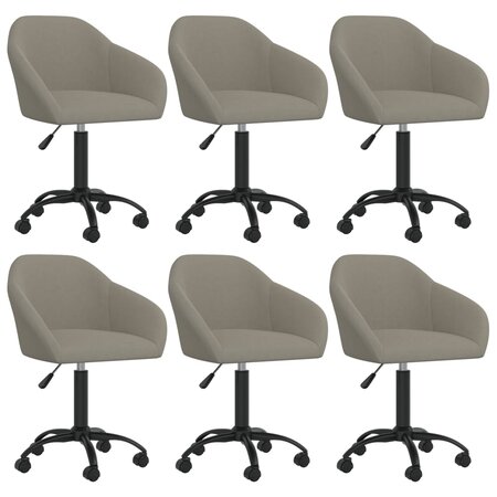 vidaXL Chaises pivotantes à manger lot de 6 gris clair velours