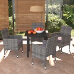 vidaXL Mobilier à dîner de jardin et coussins 5Pièces Résine tressée Gris