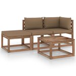 vidaXL Salon palette de jardin 4Pièces avec coussins Bois de pin imprégné
