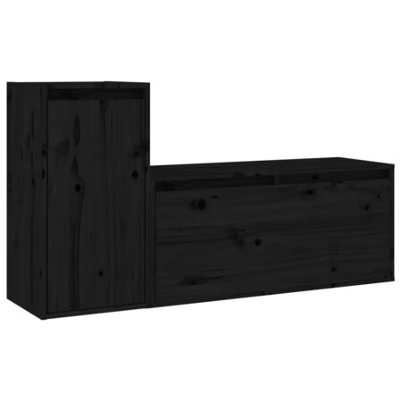vidaXL Meubles TV 2 Pièces Noir Bois massif de pin