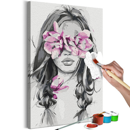 Tableau à peindre par soi-même - flowers on eyes l x h en cm 40x60