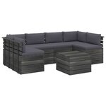 vidaXL Salon palette de jardin 7 Pièces avec coussins Bois de pin massif