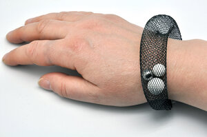 Bracelet Ciambella Grande - Résille et polymère blanc