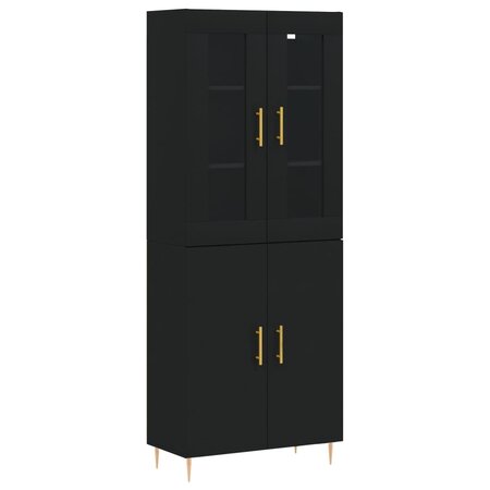 vidaXL Buffet haut Noir 69 5x34x180 cm Bois d'ingénierie