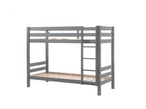 Lit Superpose Enfant Bois Pino 90x200cm Gris Hauteur 160