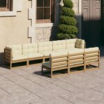 vidaXL Salon de jardin 8 Pièces avec coussins Marron miel Bois de pin