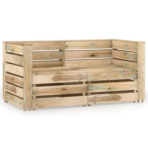 vidaXL Canapé de jardin 2 places Bois de pin imprégné de vert