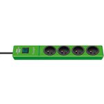 Brennenstuhl Multiprise hugo! Verte - 4 prises - avec parafoudre et 2m de câble (19.500A)