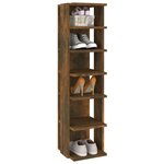 vidaXL Étagères à chaussures 2 Pièces Chêne fumé 27 5x27x102 cm