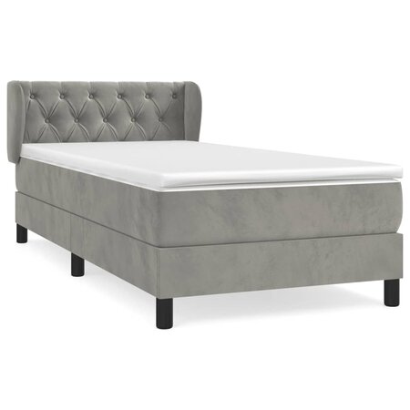 vidaXL Lit à sommier tapissier et matelas Gris clair 80x200 cm Velours