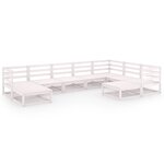 vidaXL Salon de jardin 9 Pièces Blanc Bois de pin massif
