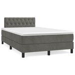 vidaXL Lit à sommier tapissier et matelas Gris foncé 120x200cm Velours