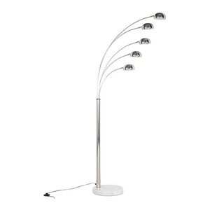 Lampadaire 5 bras articulés en métal chrome