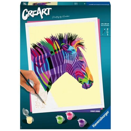 CreArt - grand - Zebre - Ravensburger - Coffret complet - Peinture au numéro Adulte - Des 12 ans