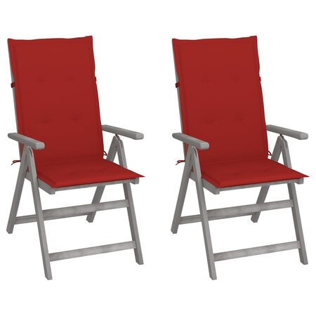vidaXL Chaises inclinables de jardin 2 Pièces avec coussins Bois d'acacia