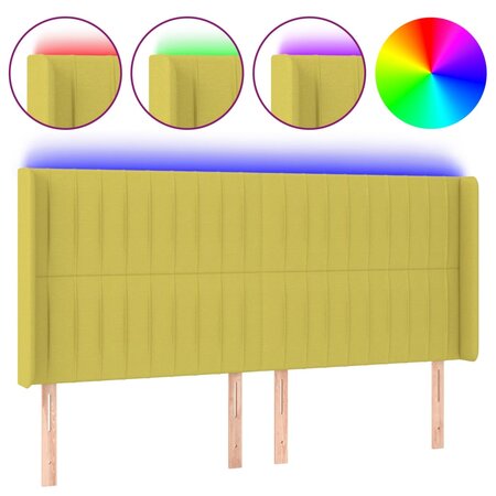 vidaXL Tête de lit à LED Vert 203x16x118/128 cm Tissu
