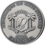 Pièce de monnaie en Argent 20.000 Francs g 2000 (2 Kg) Millésime 2022 Big Five Africa ELEPHANT