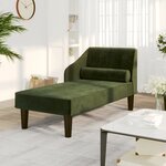 vidaXL Chaise longue avec traversin vert foncé velours