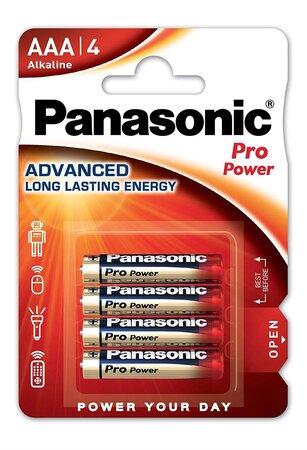 Blister Lot de 4 Piles Pro Power LR03/AAA (Micro) Alcaline Manganese 1,5 V PANASONIC