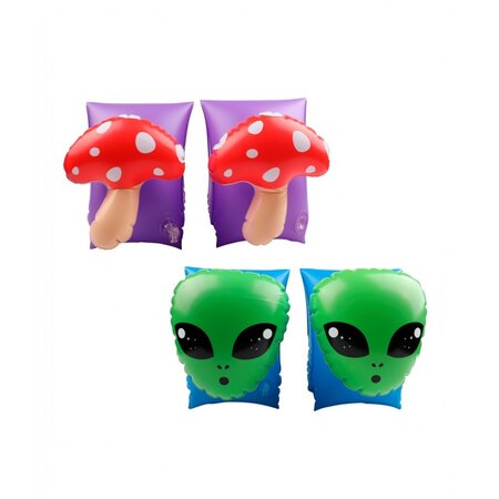 2 x brassards gonflables de natation enfants 3-6 ans  flotteurs piscine & plage - pack duo champignon alien