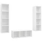 vidaXL Ensemble de meuble TV 3 Pièces Blanc Aggloméré