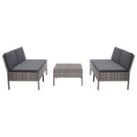 vidaXL Salon de jardin 5 Pièces avec coussins Résine tressée Gris